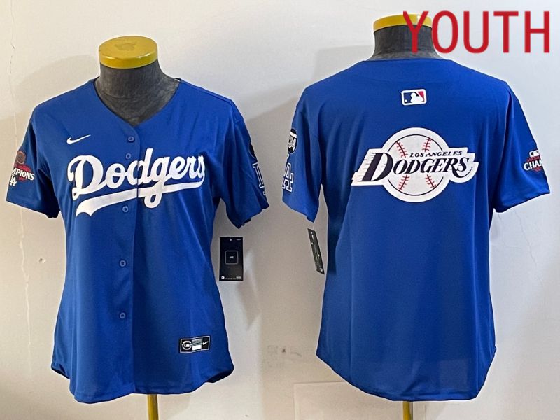 Youth Los Angeles Dodgers Blank Blue Game 2024 Nike MLB Jersey style 12051
